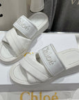 CHLOÉ MILA PLATFORM 5 CM IN WHITE NYLON WITH EMBROIDERED LOGO
