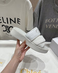 CHLOÉ MILA PLATFORM 5 CM IN WHITE NYLON WITH EMBROIDERED LOGO