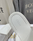 CHLOÉ MILA PLATFORM 5 CM IN WHITE NYLON WITH EMBROIDERED LOGO