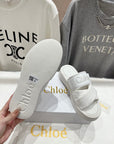 CHLOÉ MILA PLATFORM 5 CM IN WHITE NYLON WITH EMBROIDERED LOGO