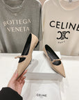 CELINE 25C Ballet Flats Nude Patent Leather 236745