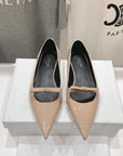 CELINE 25C Ballet Flats Nude Patent Leather 236745