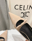 CELINE 25C Ballet Flats Nude Patent Leather 236745