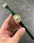 Baignoire Gold Case Green Leather Strap