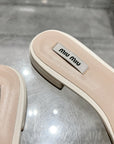 Miu 25C Slippers Beige Cream Leather 235283