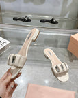Miu 25C Slippers Beige Cream Leather 235283