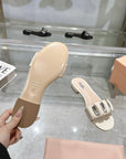 Miu 25C Slippers Beige Cream Leather 235283