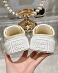 Miu 25C Sneaker Mules Ivory Demin Fabric 235317