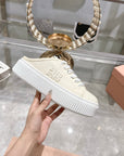 Miu 25C Sneaker Mules Ivory Demin Fabric 235317
