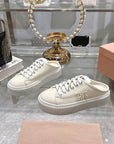 Miu 25C Sneaker Mules Ivory Demin Fabric 235317