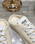 Miu 25C Sneaker Mules Ivory Demin Fabric 235317