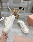 Miu 25C Sneaker Mules Ivory Demin Fabric 235317