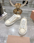 Miu 25C Sneaker Mules Ivory Demin Fabric 235317