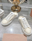Miu 25C Sneaker Mules Ivory Demin Fabric 235317