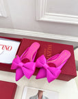 VLogo Bow Mules Women Silk Hot Pink