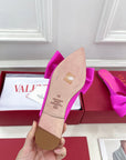 VLogo Bow Mules Women Silk Hot Pink