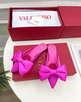 VLogo Bow Mules Women Silk Hot Pink