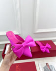 VLogo Bow Mules Women Silk Hot Pink