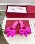 VLogo Bow Mules Women Silk Hot Pink