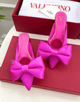 VLogo Bow Mules Women Silk Hot Pink