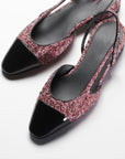 tweed slingbacks pink white silver black