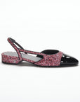tweed slingbacks pink white silver black