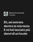 TONY BOY - DENTRO LA MIA TESTA - SEI ENTRATA DENTRO LA MIA TESTA