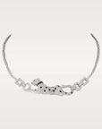 PANTHERE DE CARTI SILVER DIAMOND ONYX CHAIN NECKLACE