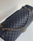 FLAP BAG 46CM GOLD HARDWARE BLACK CALFSKIN