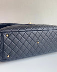 FLAP BAG 46CM GOLD HARDWARE BLACK CALFSKIN