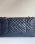 FLAP BAG 46CM GOLD HARDWARE BLACK CALFSKIN