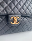FLAP BAG 46CM GOLD HARDWARE BLACK CALFSKIN