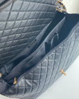 FLAP BAG 46CM GOLD HARDWARE BLACK CALFSKIN
