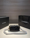 FLAP BAG 20CM GOLD HARDWARE BLACK CALFSKIN