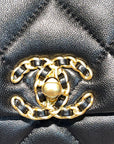 FLAP BAG 20CM GOLD HARDWARE BLACK CALFSKIN