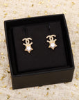 DOUBLE C STAR MOP DIAMONDS GOLD EARRINGS