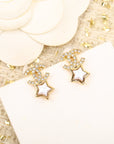 DOUBLE C STAR MOP DIAMONDS GOLD EARRINGS