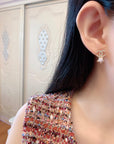 DOUBLE C STAR MOP DIAMONDS GOLD EARRINGS
