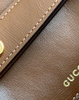 GG 1955 Horsebit Bag 25cm Brown Leather Beige Canvas Gold Hardware