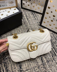 GG Marmont 22cm White Calfskin Gold Hardware