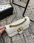 GG Marmont 22cm White Calfskin Gold Hardware