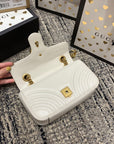GG Marmont 22cm White Calfskin Gold Hardware