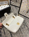 GG Marmont 22cm White Calfskin Gold Hardware