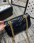 GG Marmont 22cm Black Calfskin Gold Hardware
