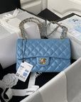 Medium Classic Flap Bag 23cm Blue Lambskin Gold Hardware