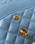 Medium Classic Flap Bag 23cm Blue Lambskin Gold Hardware