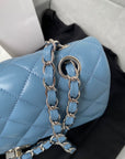 Medium Classic Flap Bag 23cm Blue Lambskin Silver Hardware
