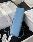 Medium Classic Flap Bag 23cm Blue Lambskin Silver Hardware