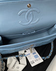 Medium Classic Flap Bag 23cm Blue Lambskin Silver Hardware