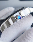SANTOS 40MM STAINLESS STEEL BLACK BEZEL LEATHER STRAP